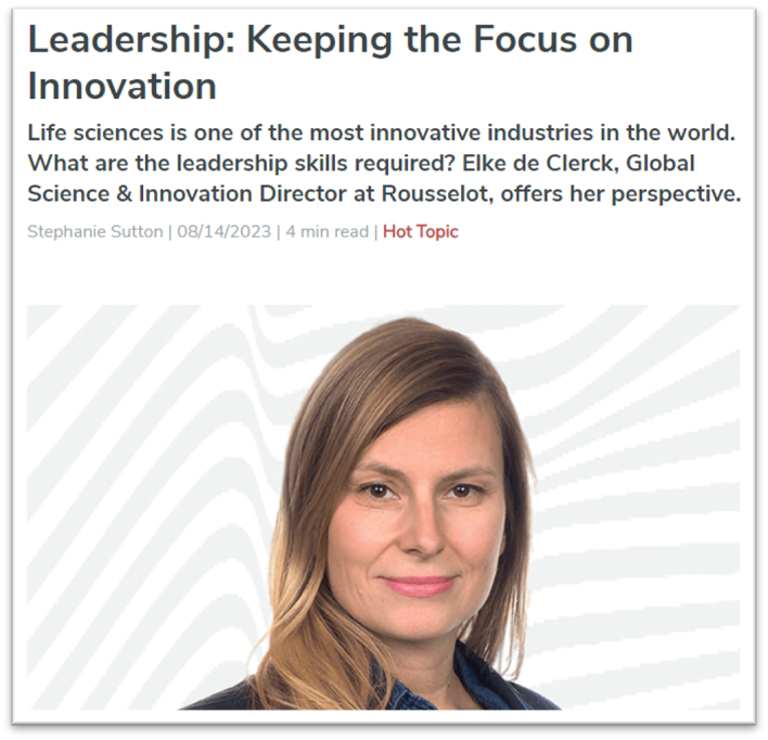 Keeping the focus on Innovation: Interview of Elke de Clerck