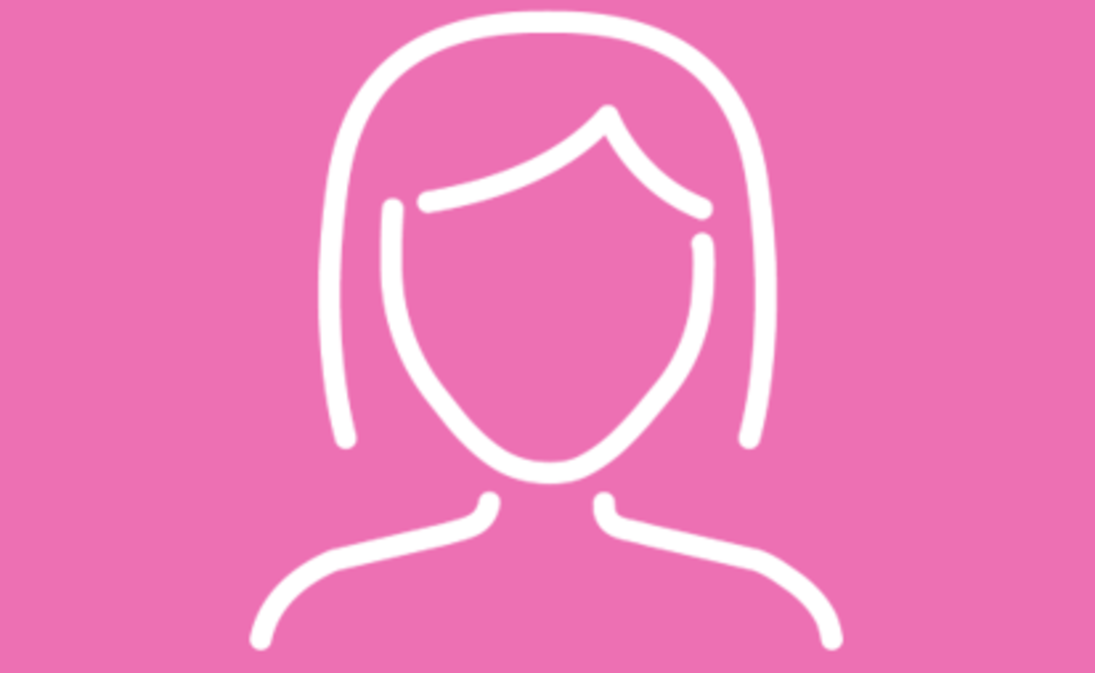 [Translate to Portuguese:] younger lady icon in a pink background