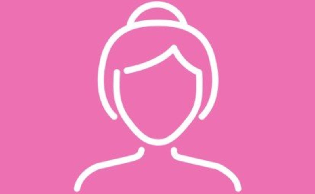 [Translate to Portuguese:] mature woman icon in a pink background
