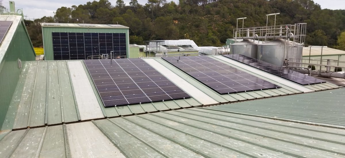 Paneles solares en el taller de grasa de Girona