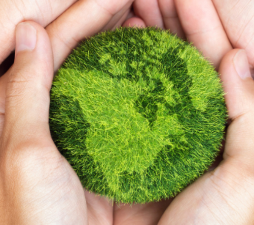 Earth Day Header Image hands holding grassy earth